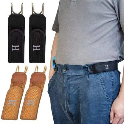 No-buckle comfort belt worn under dress shirt