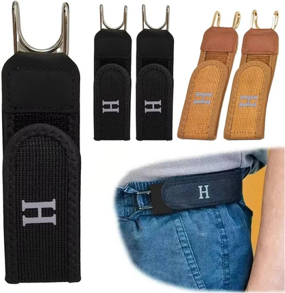 No-buckle comfort belt worn under dress shirt